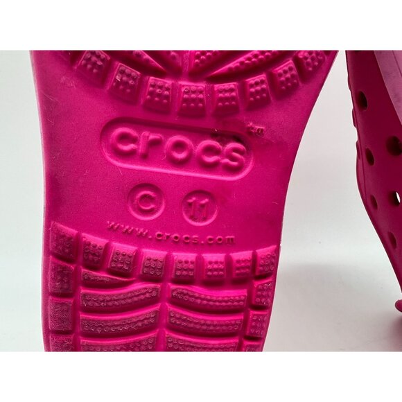 Crocs Kids Slip-On Water Shoes Girls Size 11 Pink Ventilation Holes Toe Cap - Picture 8 of 13